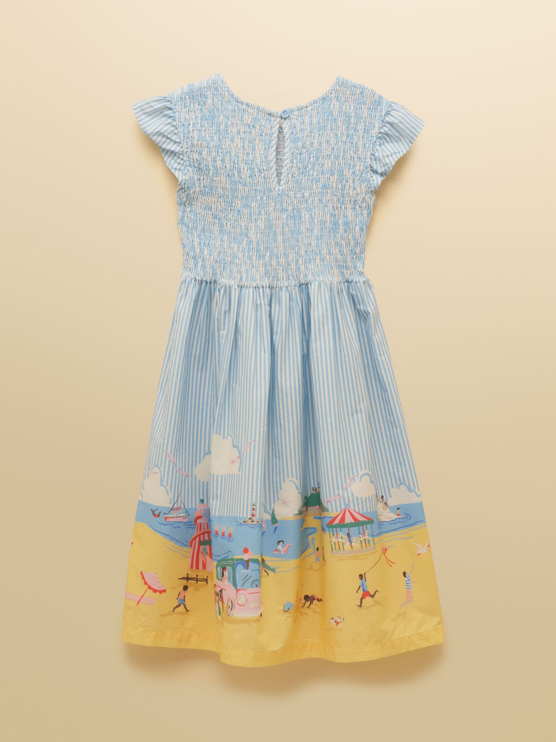 Joules Girls' Jenna Blue Scene Woven Sleeveless Midi Dress image 5