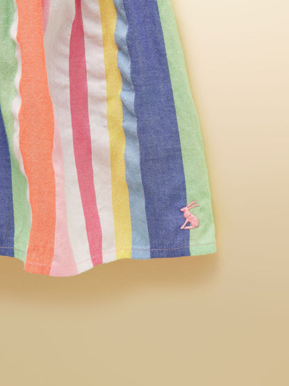 Joules Girls' Laura Multi Striped Woven Sleeveless Midi Tiered Dress image 6