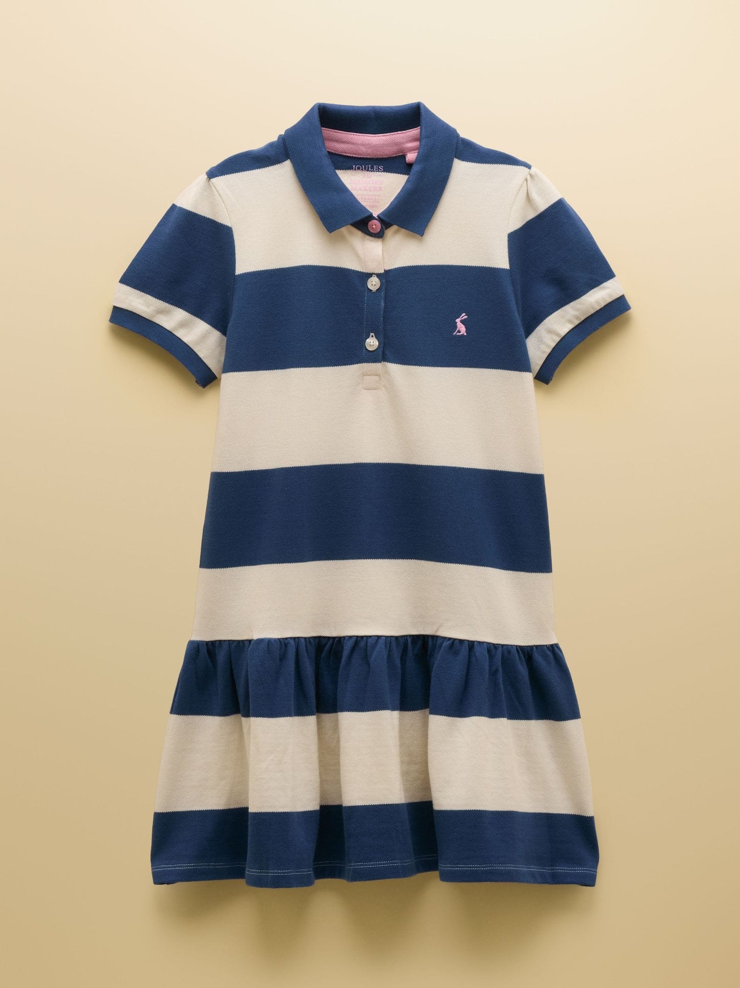 Joules Girls' Orla Navy & White Striped Short Sleeve Polo Shirt Dress image 1