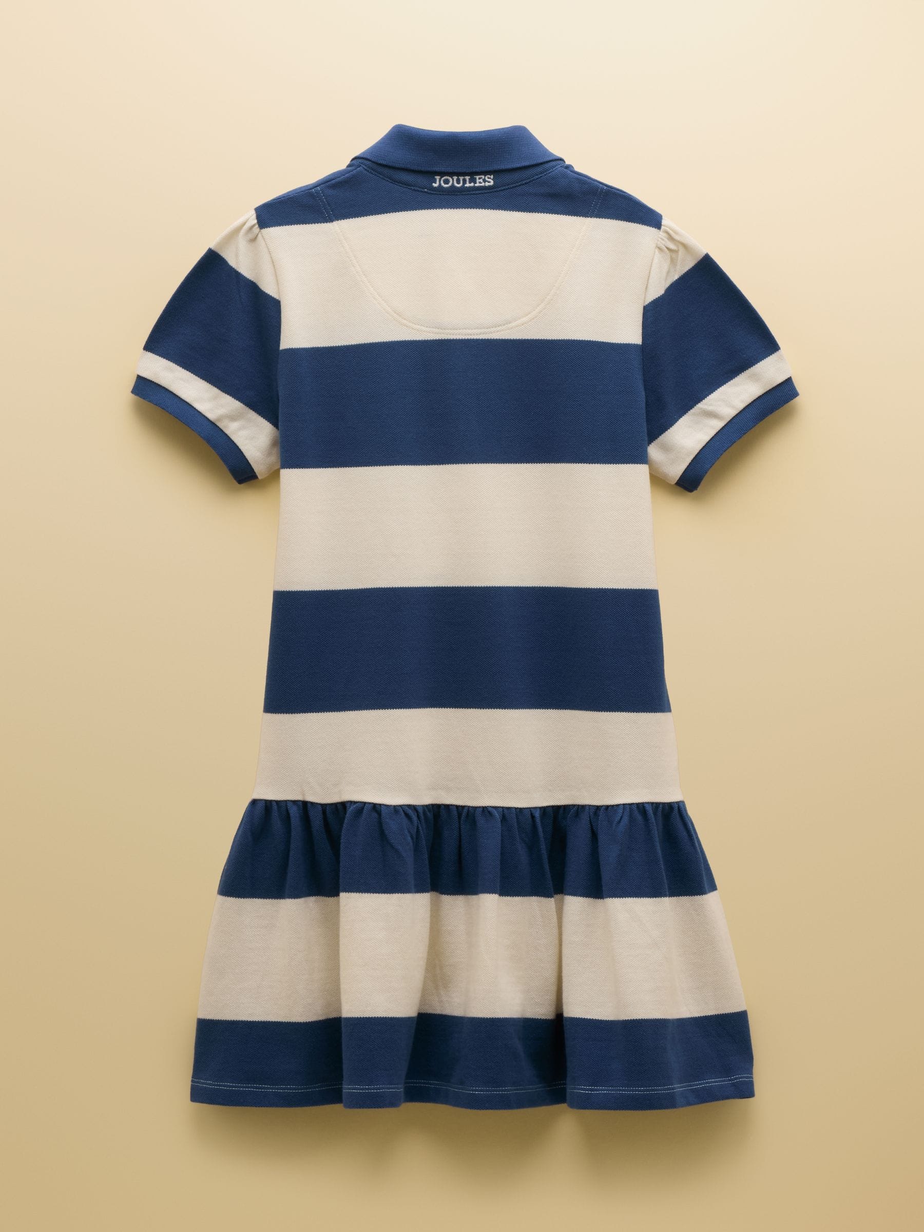 Joules Girls' Orla Navy & White Striped Short Sleeve Polo Shirt Dress image 2
