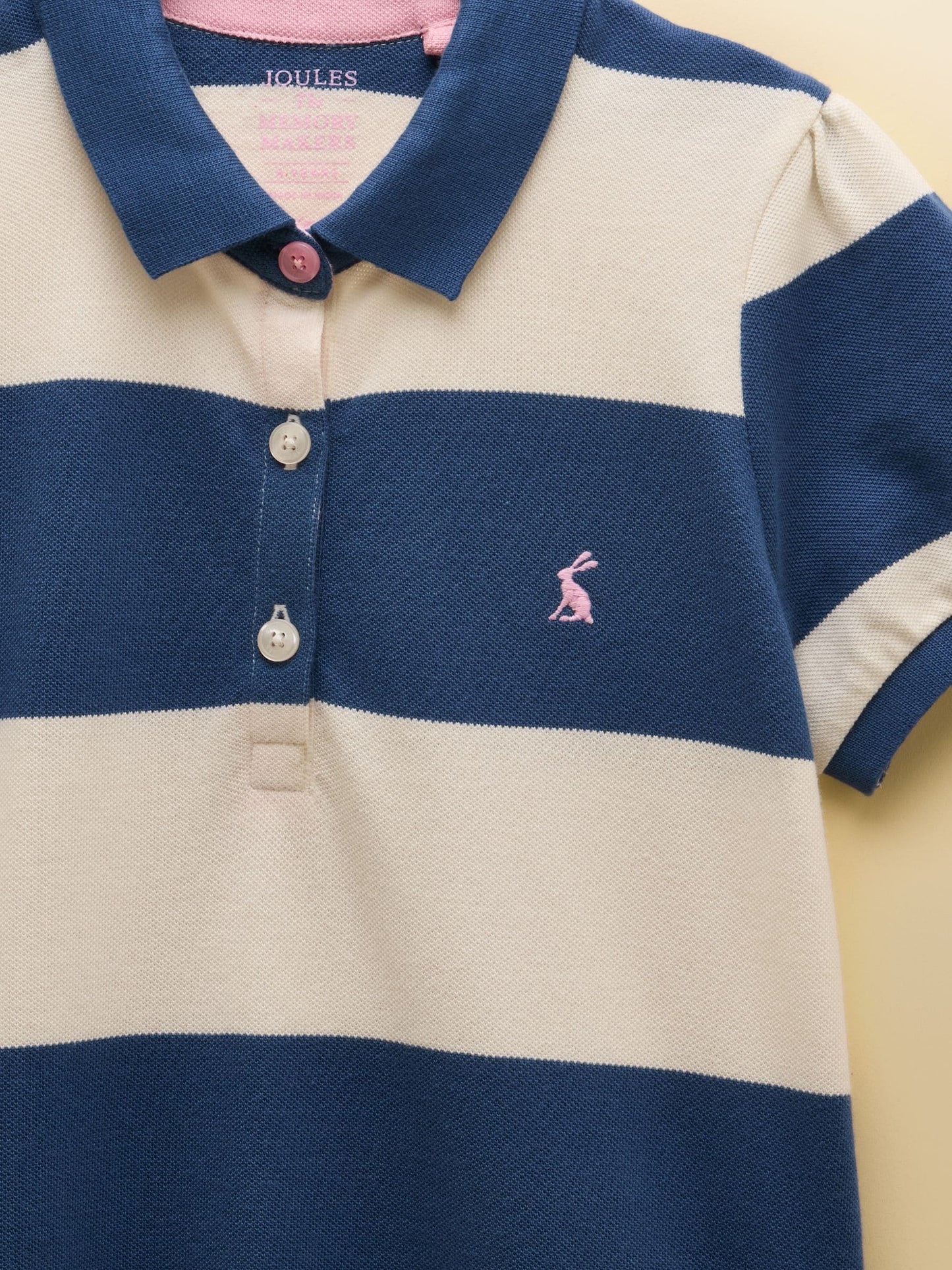Joules Girls' Orla Navy & White Striped Short Sleeve Polo Shirt Dress image 4