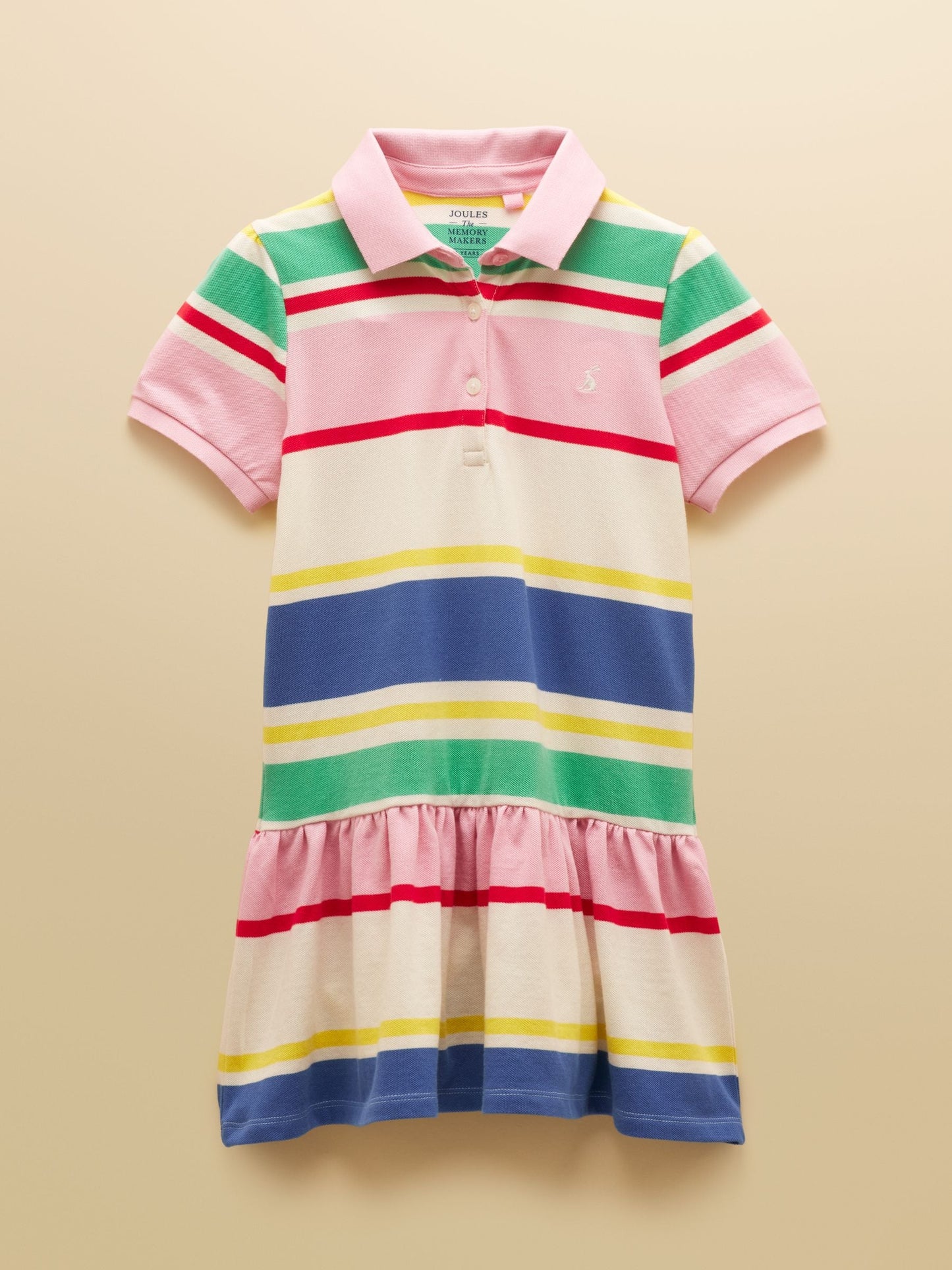 Joules Girls' Orla Multi Striped Short Sleeve Polo Shirt Dress image 3