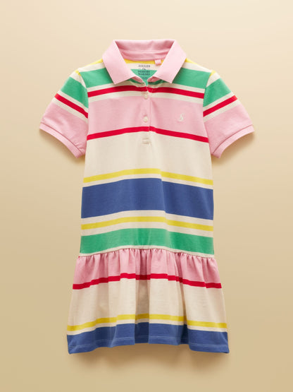 Joules Girls' Orla Multi Striped Short Sleeve Polo Shirt Dress image 3