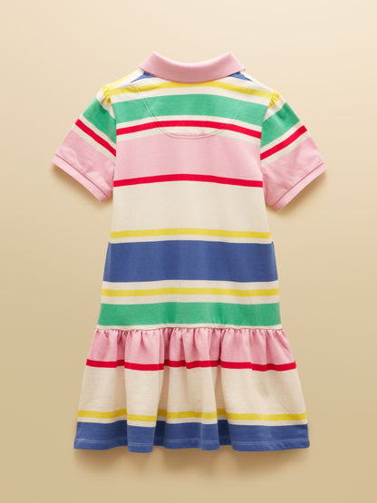 Joules Girls' Orla Multi Striped Short Sleeve Polo Shirt Dress image 4