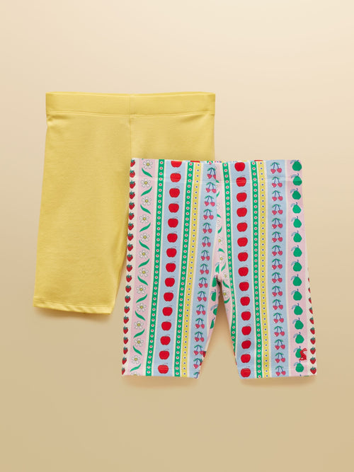 Joules Girls' Cartwheel Yellow Cycling Shorts 2 Pack image 1