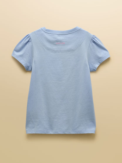 Joules Girls' Let's Go Blue Cotton Short Sleeve T-Shirt image 2
