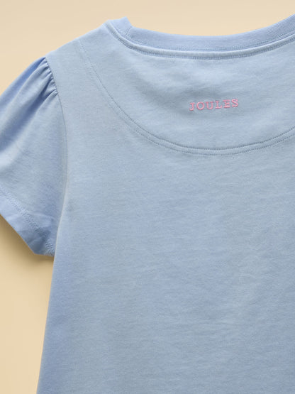 Joules Girls' Let's Go Blue Cotton Short Sleeve T-Shirt image 4