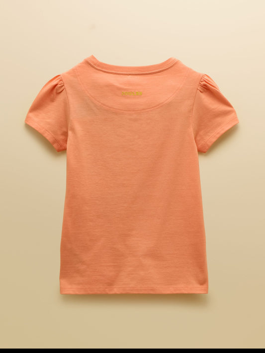 Joules Girls' Let's Go Orange Cotton Short Sleeve T-Shirt image 2