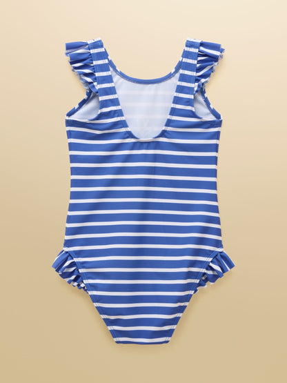 Joules Girls' Splash Blue Seahorse Swimming Costume image 2