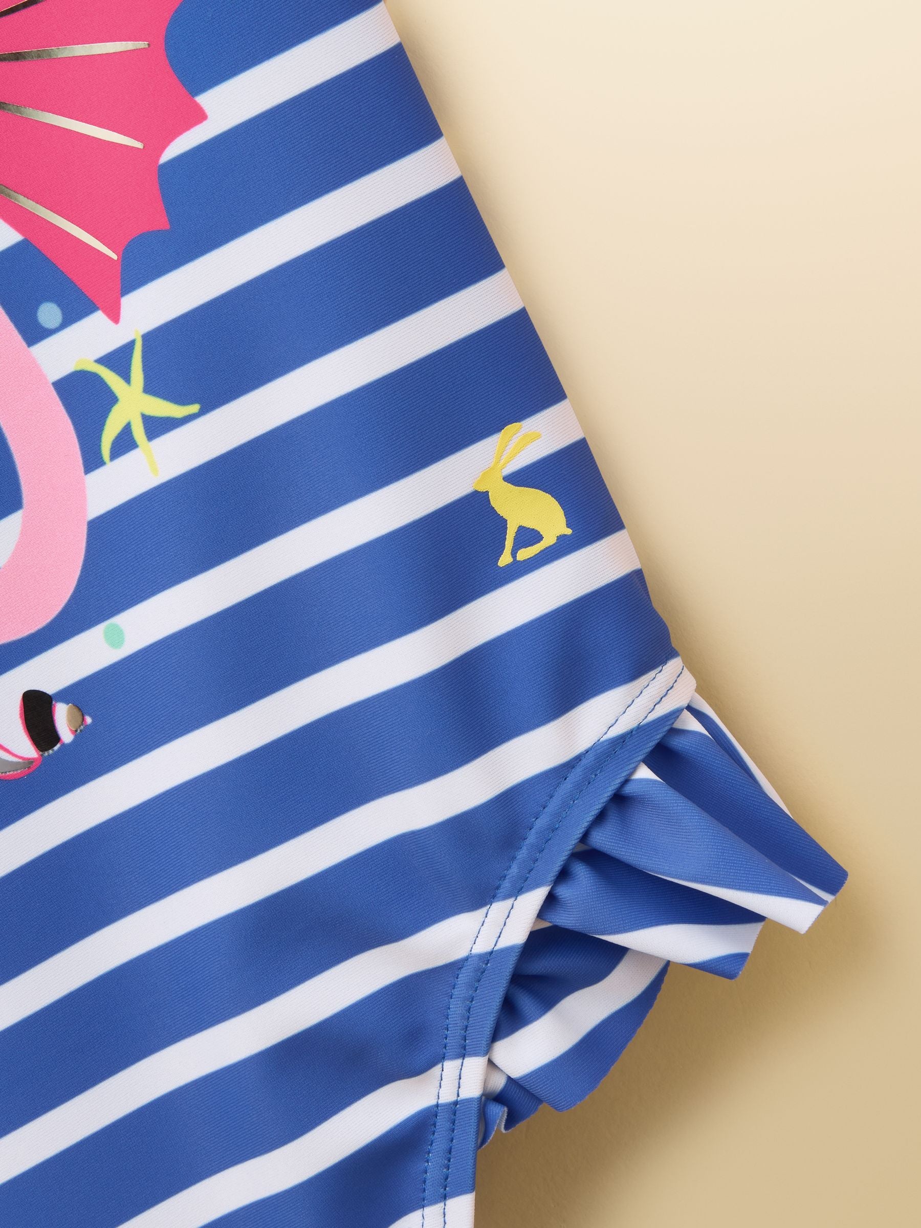 Joules Girls' Splash Blue Seahorse Swimming Costume image 3