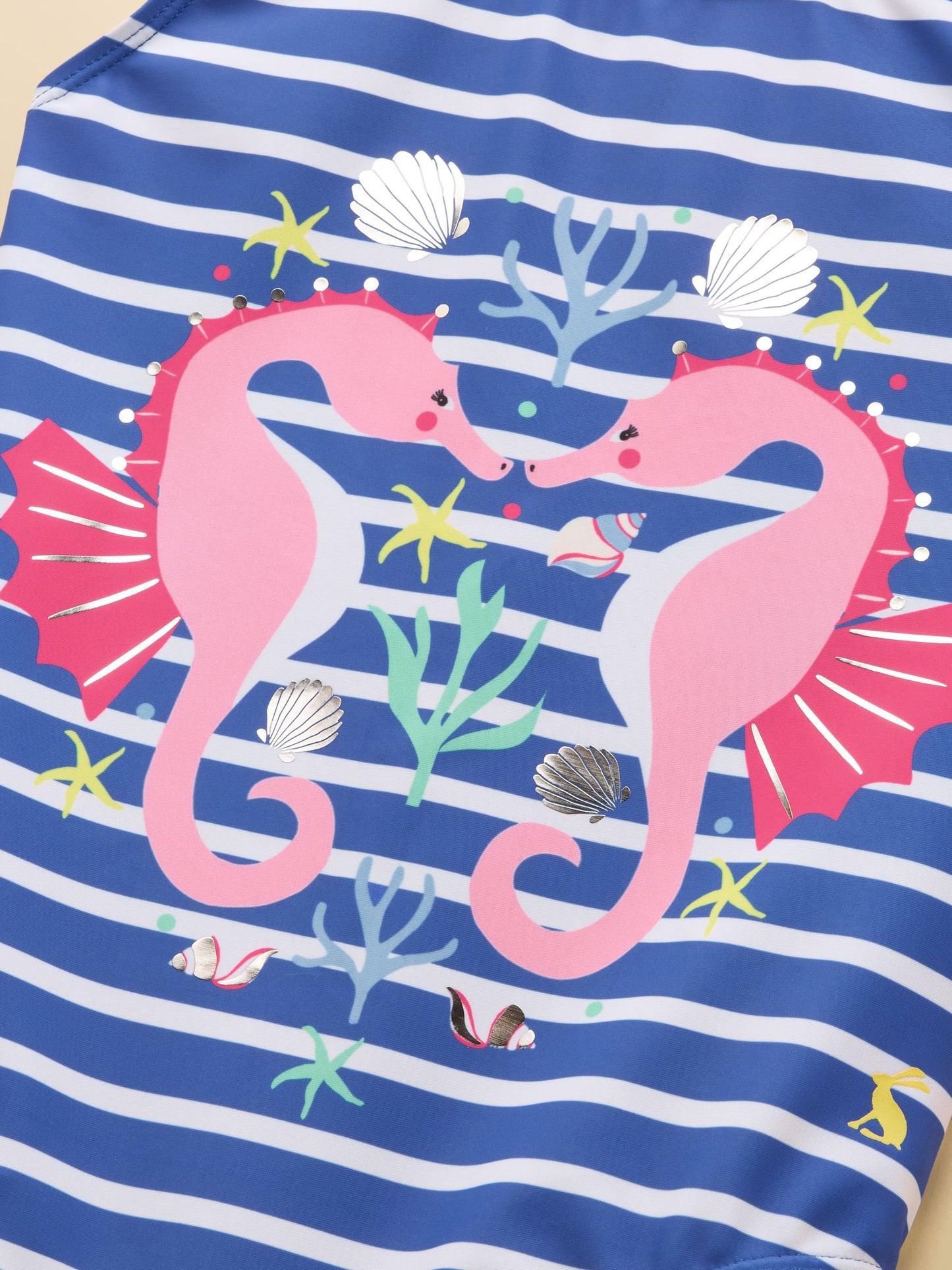 Joules Girls' Splash Blue Seahorse Swimming Costume image 4
