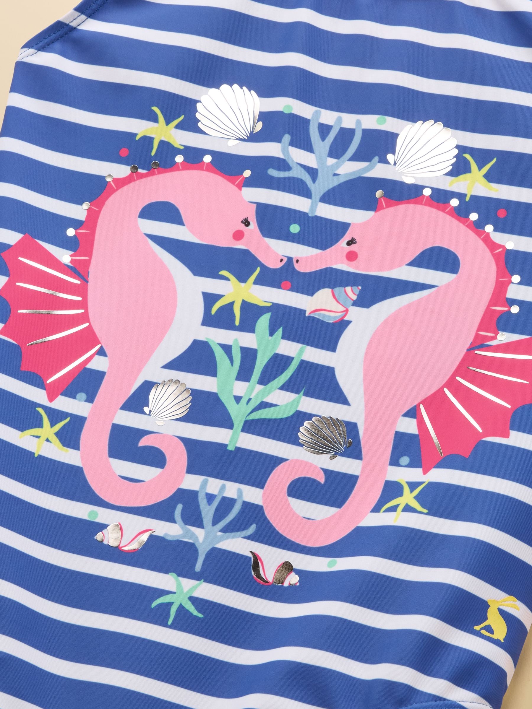 Joules Girls' Splash Blue Seahorse Swimming Costume image 4
