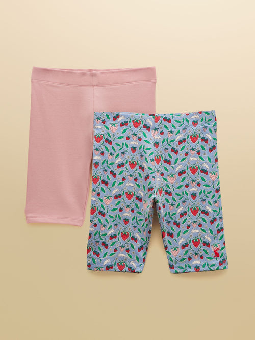 Joules Girls' Cartwheel Blue & Pink Cycling Shorts 2 Pack image 1