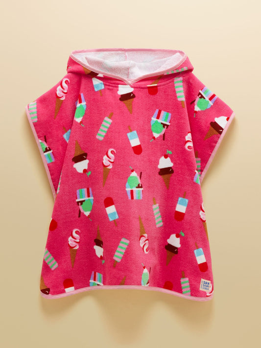 Dsiney Kidz - Joules Girls' Decker Pink Ice Cream Towelling Poncho image 2
