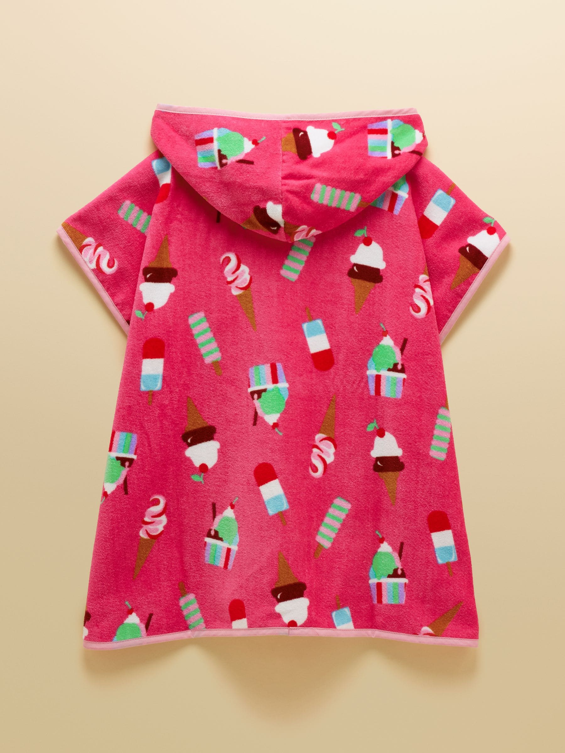 Joules Girls' Decker Pink Ice Cream Towelling Poncho image 3