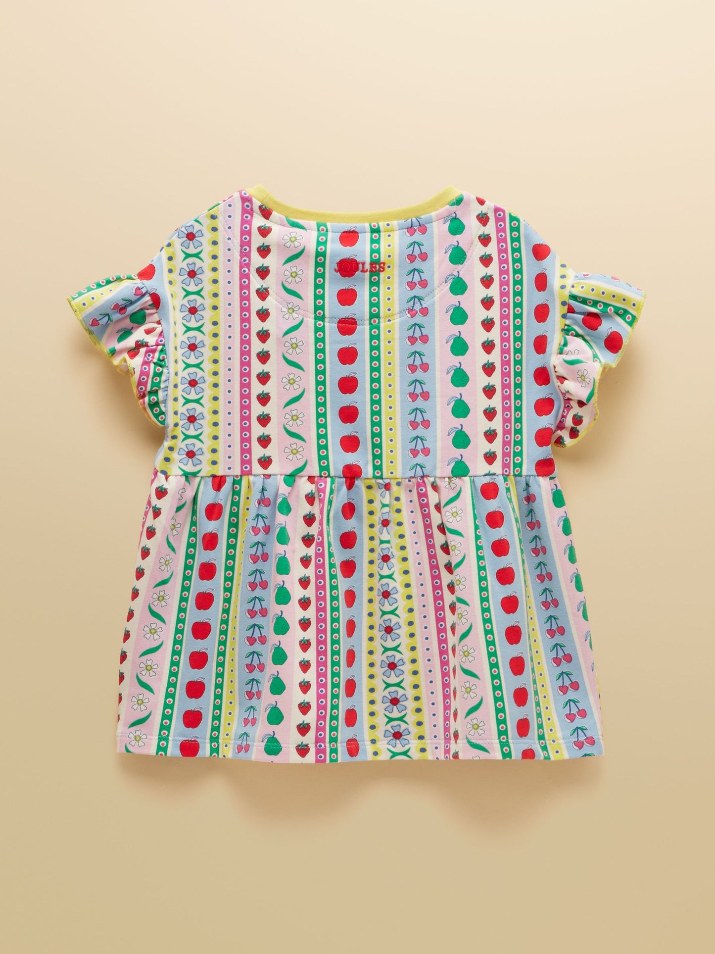 Joules Girls' Harper Pink Fruit Striped Short Sleeve Top image 2