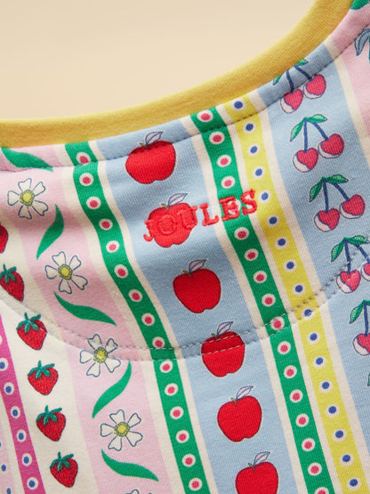 Joules Girls' Harper Pink Fruit Striped Short Sleeve Top image 5