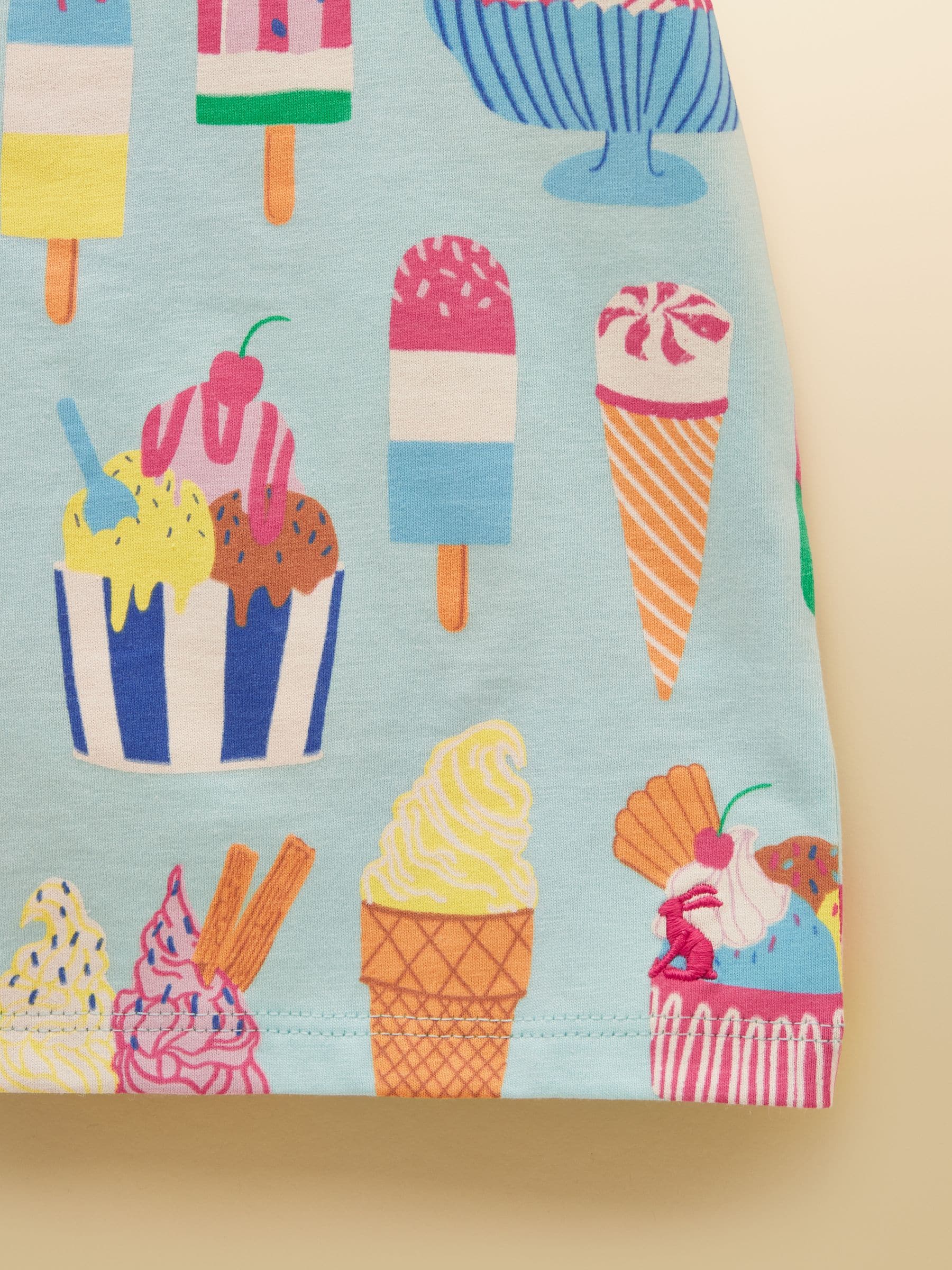 Joules Girls' Waverley Blue Ice Cream Frill Sleeve T-Shirt image 5