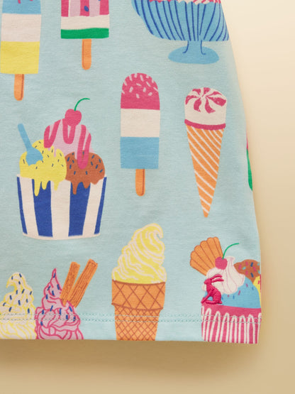 Joules Girls' Waverley Blue Ice Cream Frill Sleeve T-Shirt image 5
