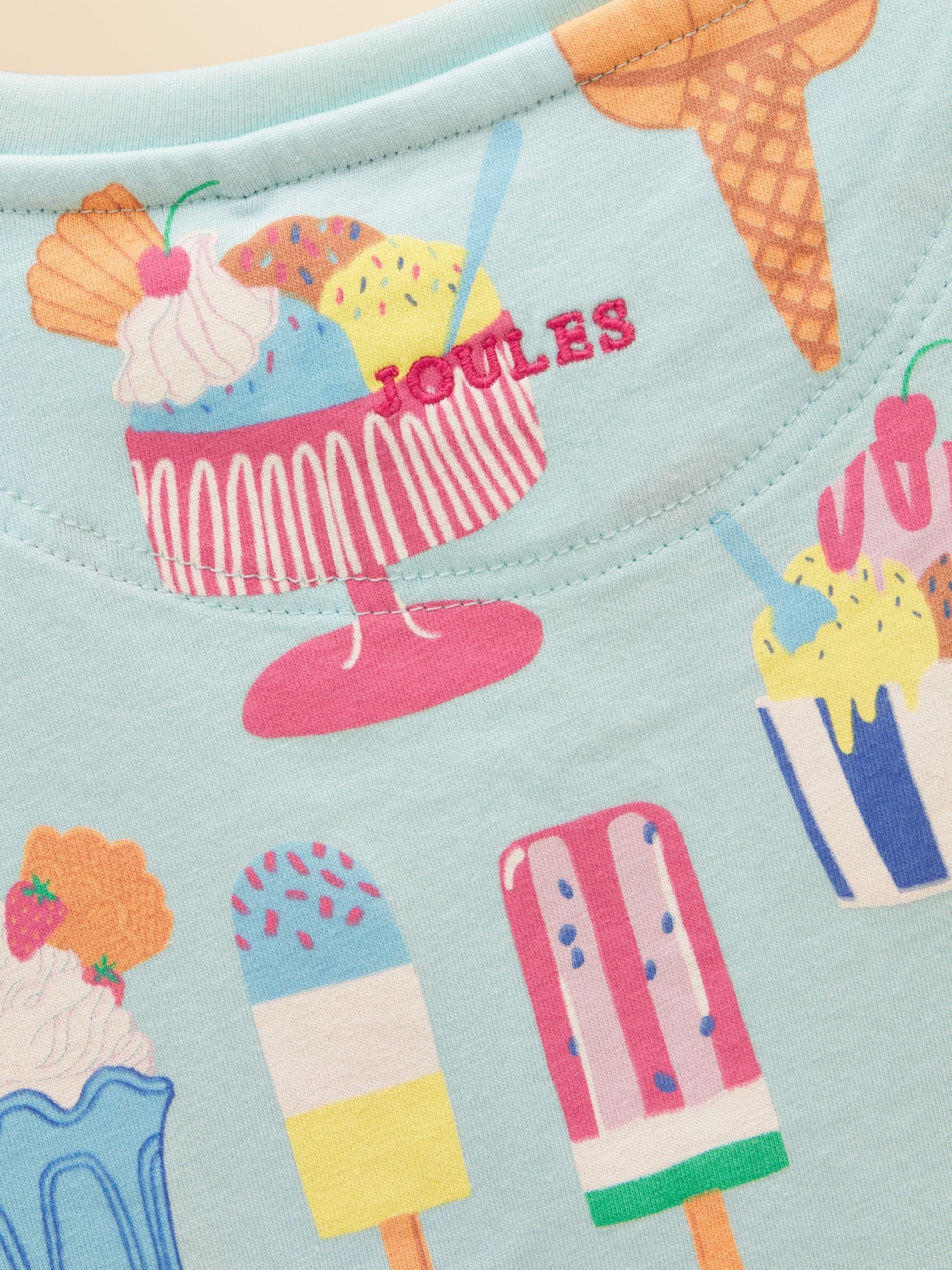 Joules Girls' Waverley Blue Ice Cream Frill Sleeve T-Shirt image 7