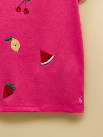 Dsiney Kidz - Joules Girls' Waverley Pink Embroidered Fruit Frill Sleeve T-Shirt image 5