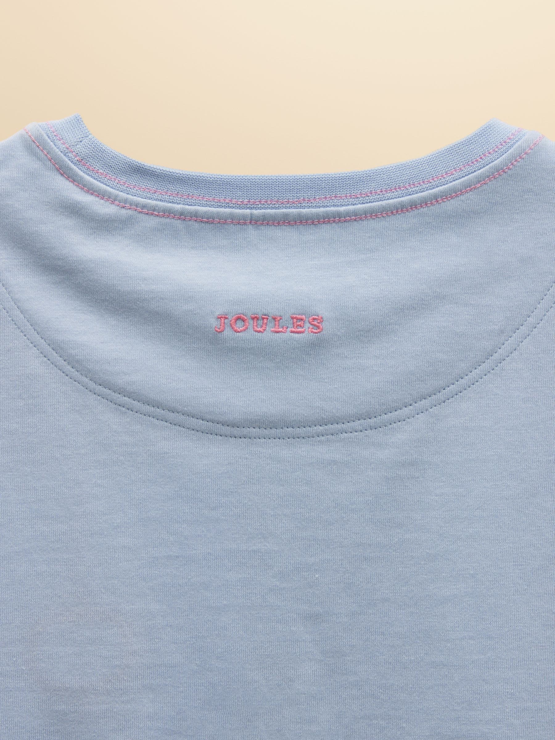 Joules Girls' Waverley Blue Frill Sleeve T-Shirt image 4