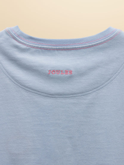 Joules Girls' Waverley Blue Frill Sleeve T-Shirt image 4