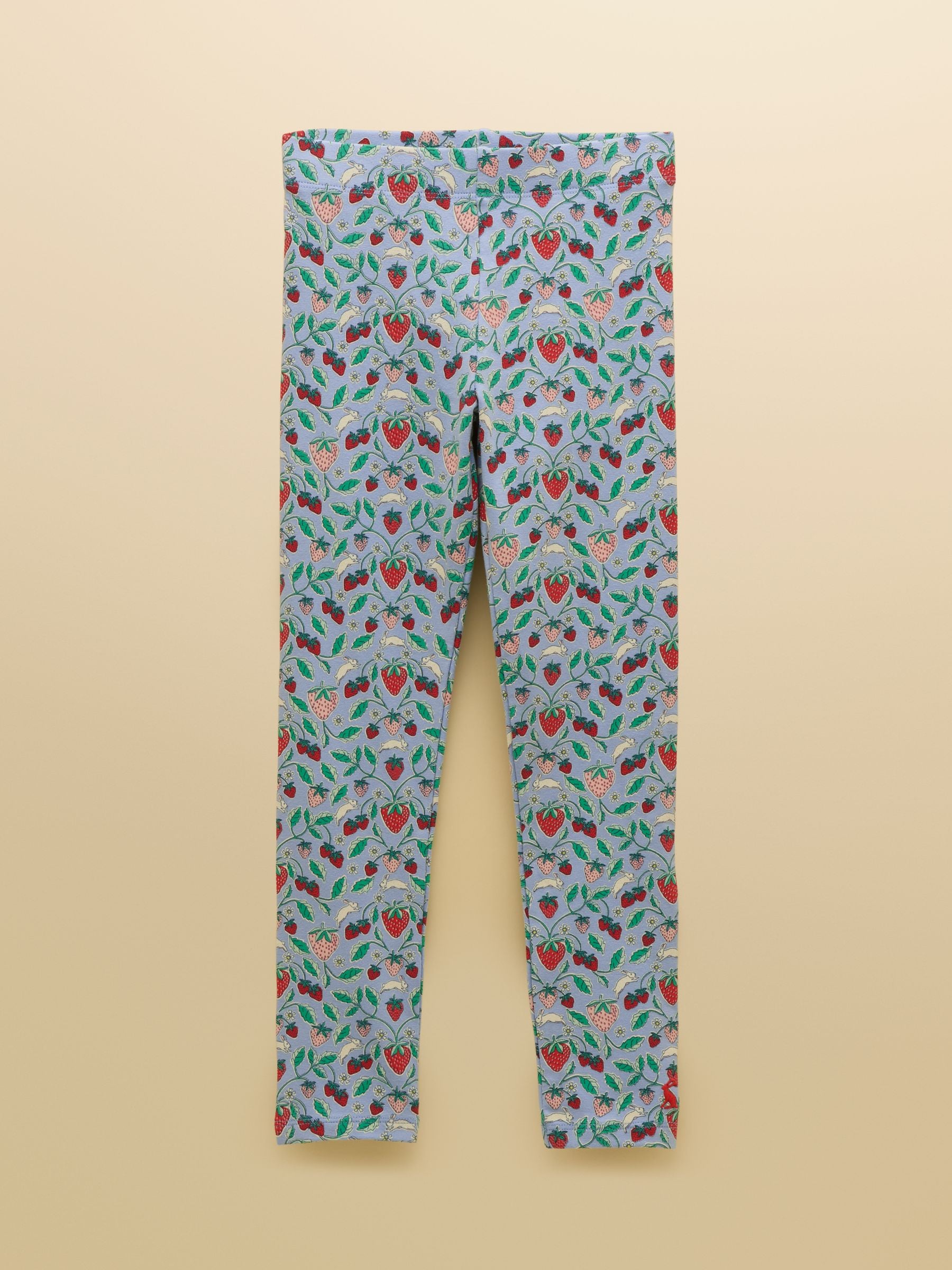 Joules Girls' Deedee Blue Strawberry Jersey Leggings image 1