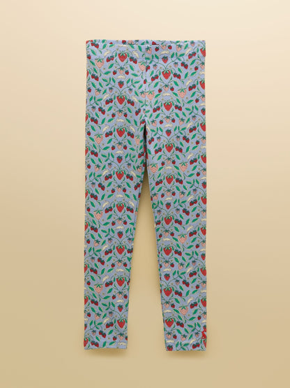 Joules Girls' Deedee Blue Strawberry Jersey Leggings image 1