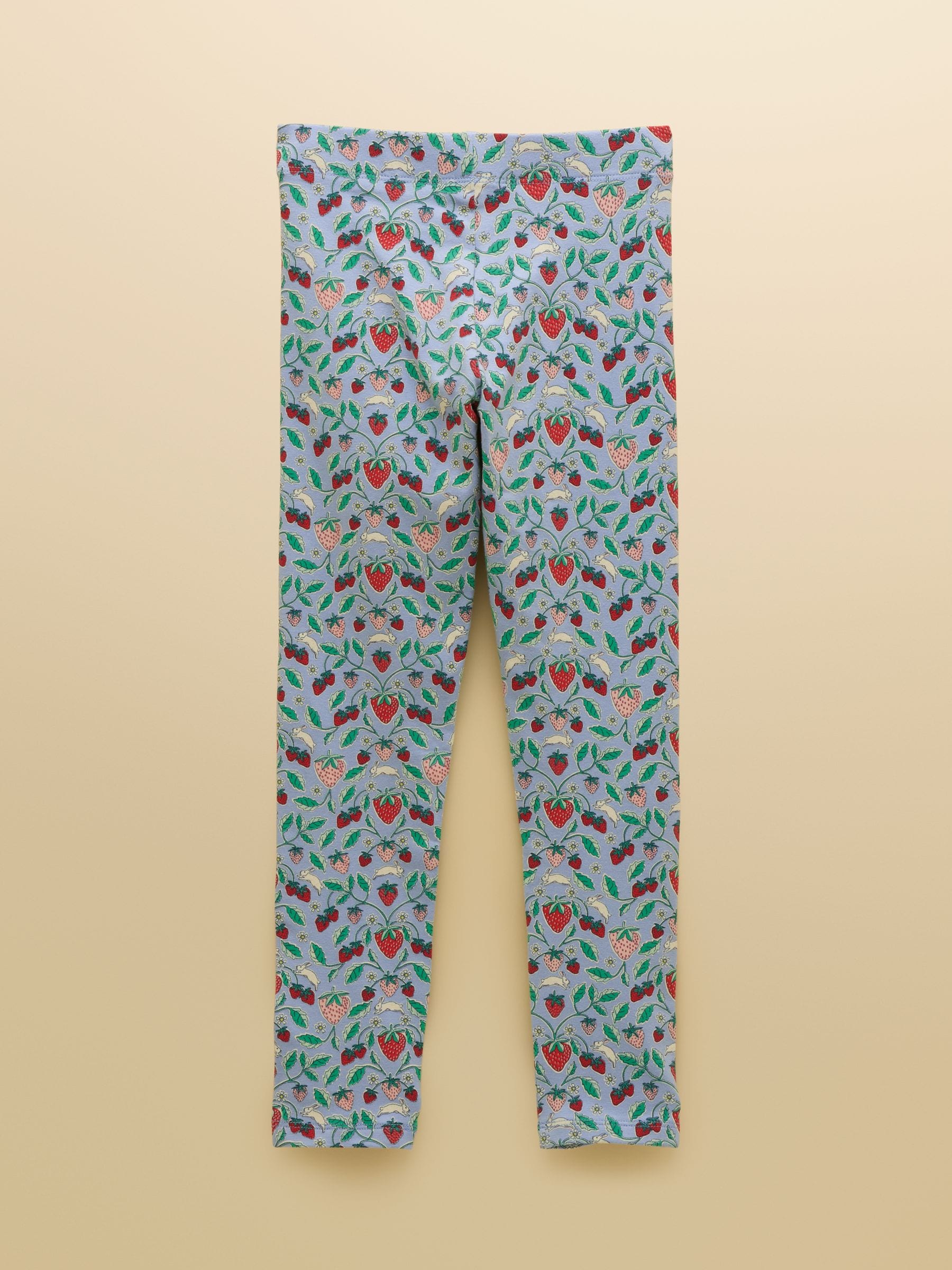 Joules Girls' Deedee Blue Strawberry Jersey Leggings image 2