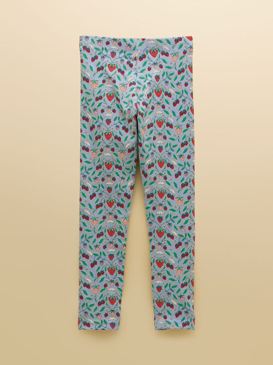 Joules Girls' Deedee Blue Strawberry Jersey Leggings image 2