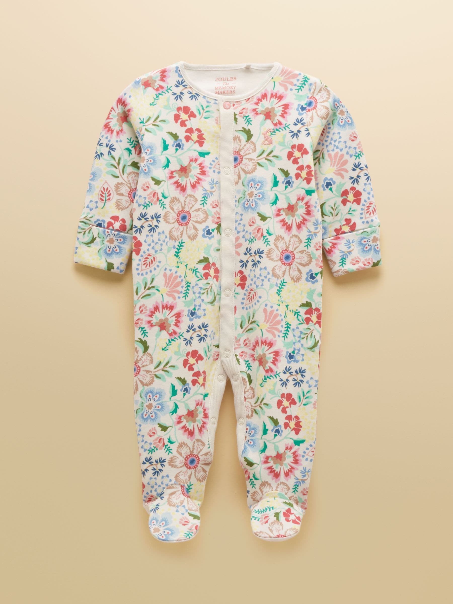 Joules Razamataz Multi Floral Cotton Babygrow image 1