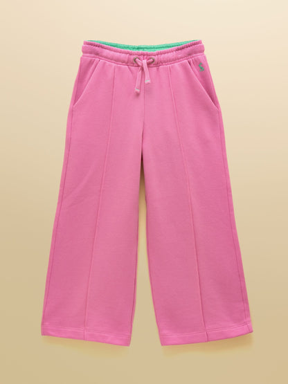 Joules Girls' Pink Cotton Wide Leg Joggers image 1
