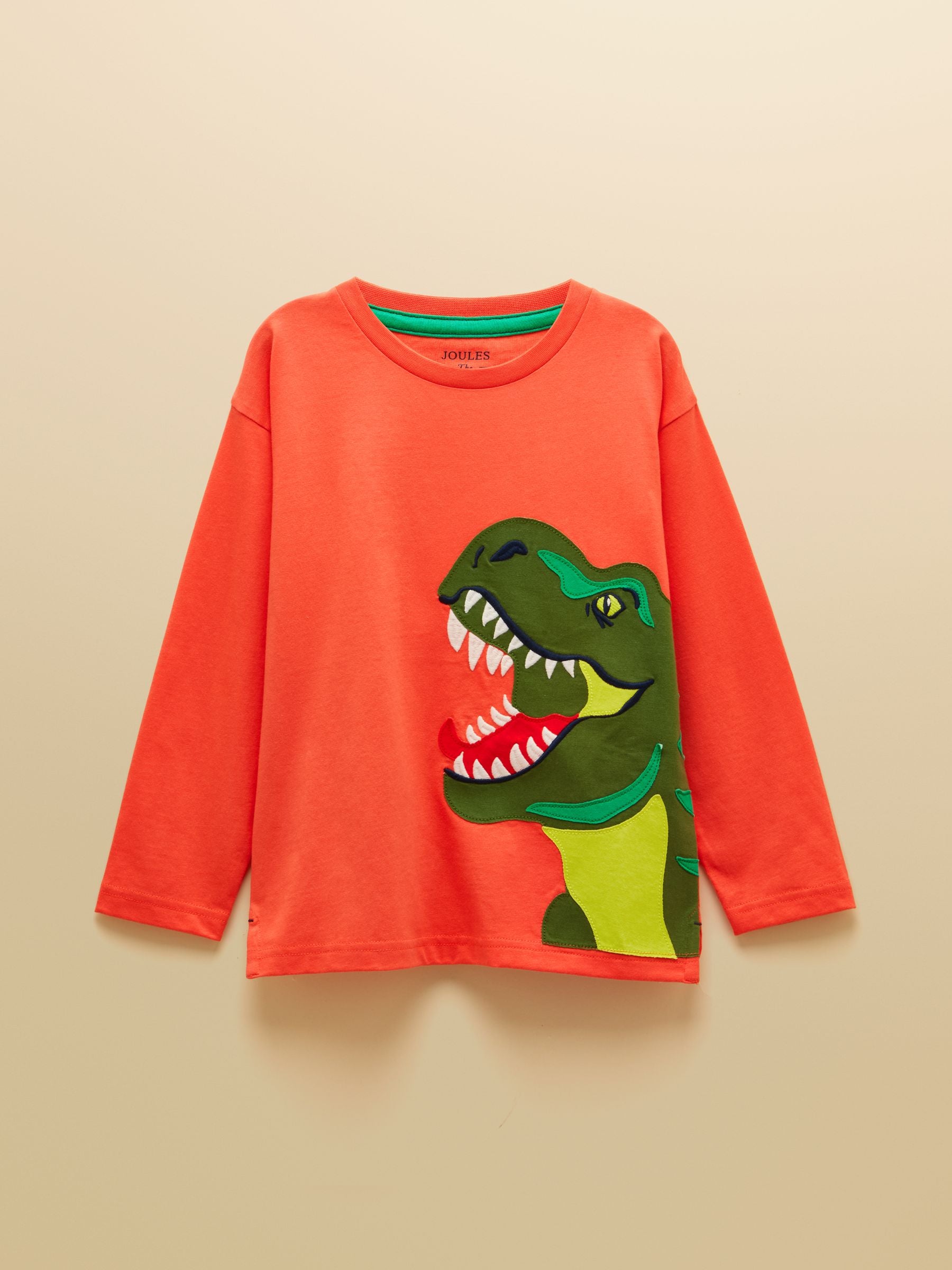Joules Boys' Finlay Orange Long Sleeve Applique Graphic T-Shirt image 1