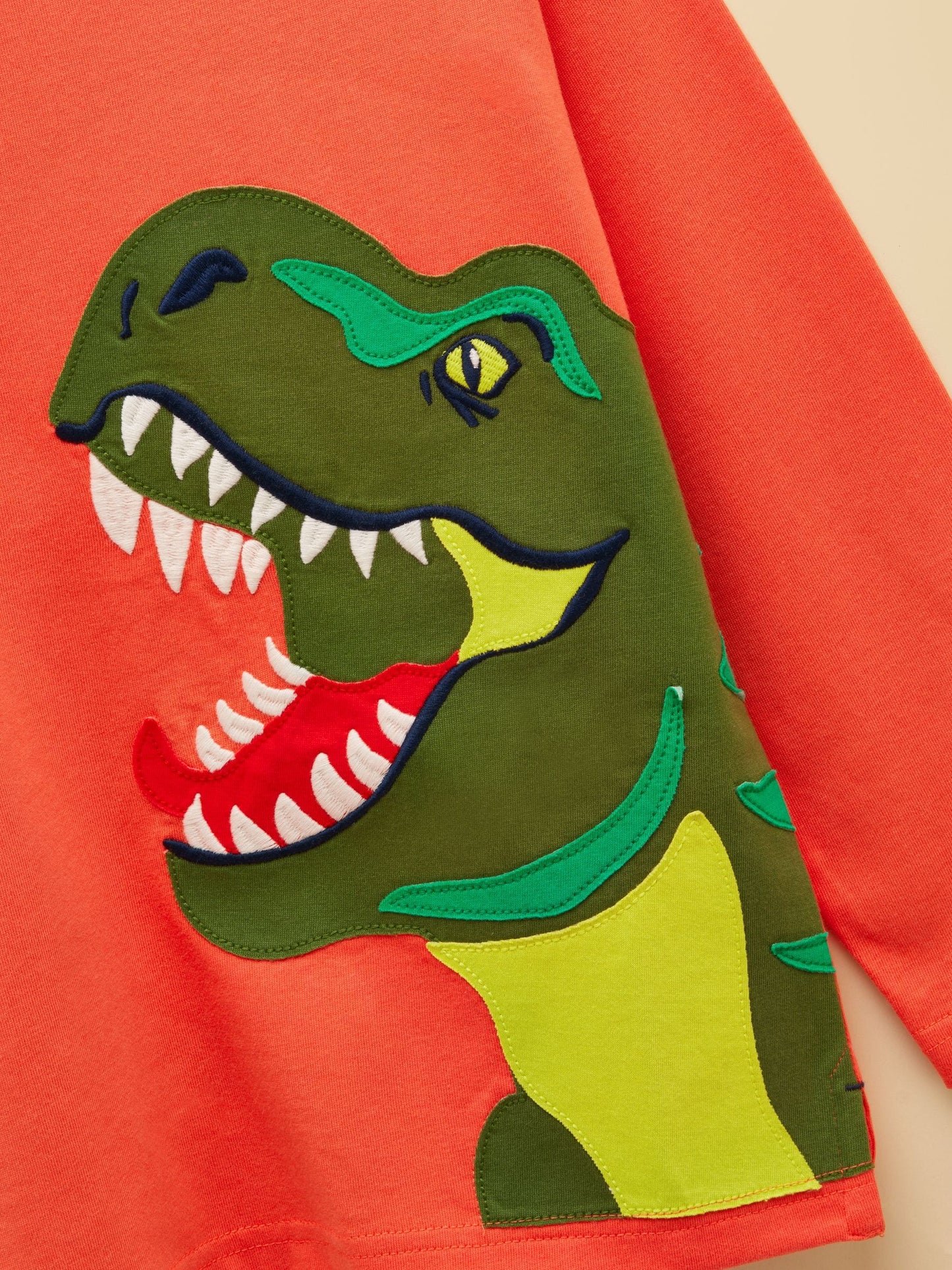 Joules Boys' Finlay Orange Long Sleeve Applique Graphic T-Shirt image 3