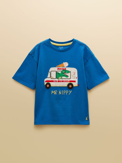 Joules Boys' Archie Blue Applique Graphic T-Shirt image 3