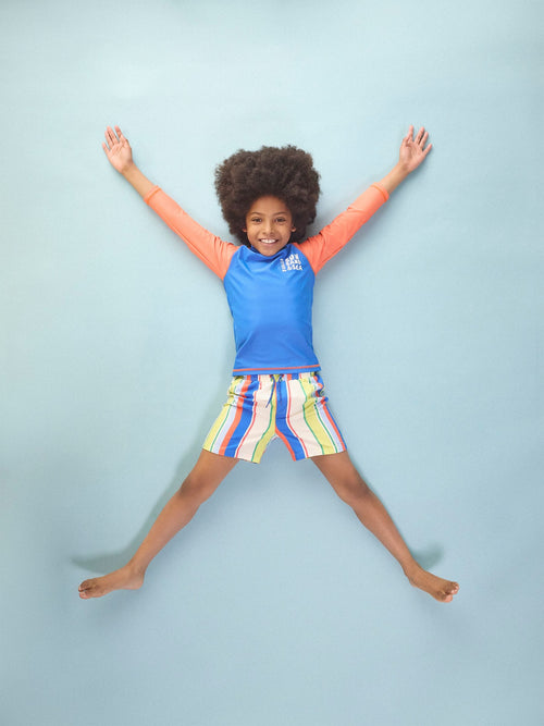 Joules Boys' Ocean Multi Striped Printed Swim Shorts image 1