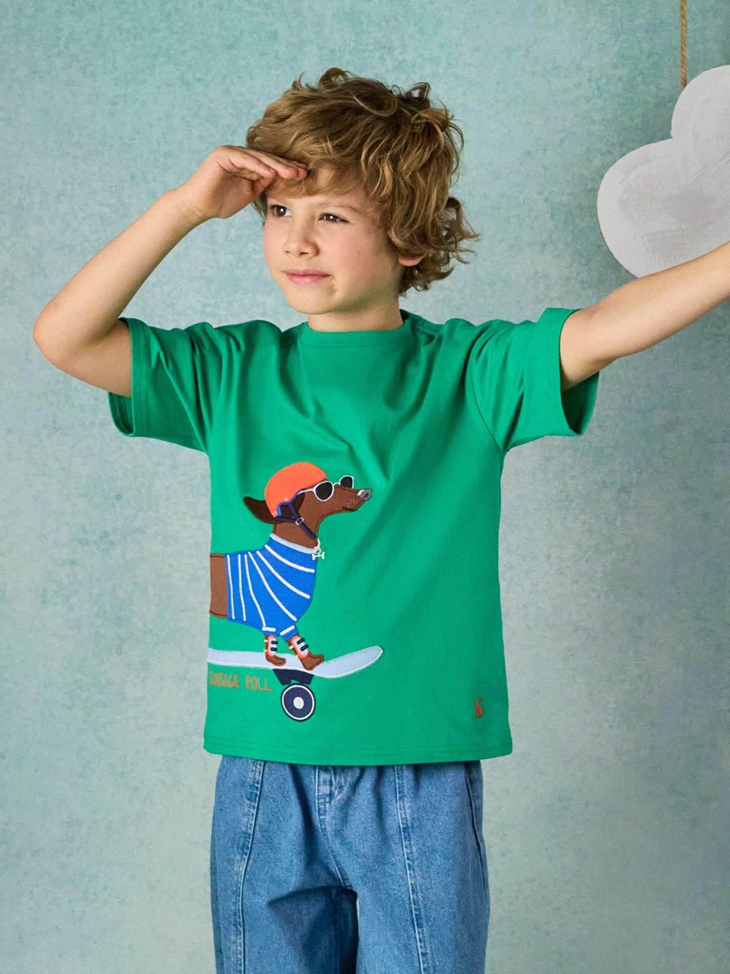 Joules Boys' Archie Green Dog Applique Graphic T-Shirt image 1