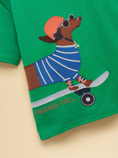 Joules Boys' Archie Green Dog Applique Graphic T-Shirt image 6