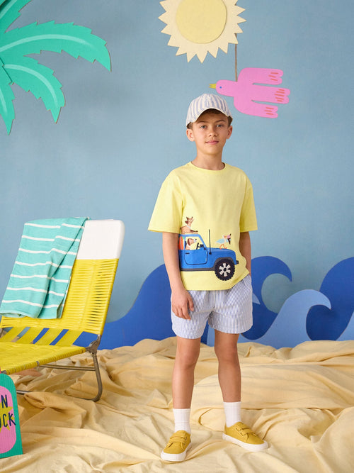 Joules Boys' Archie Yellow Applique Graphic T-Shirt image 1