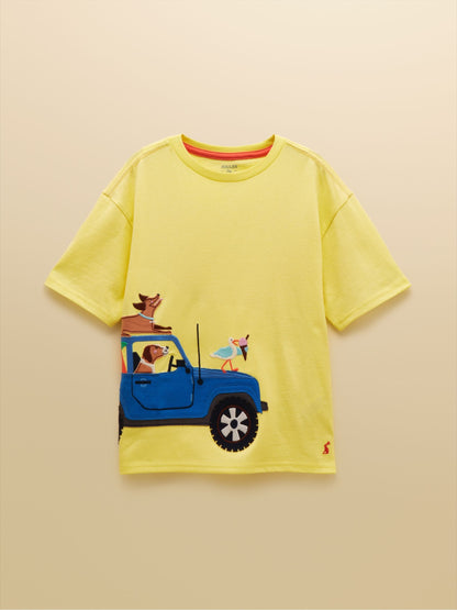 Joules Boys' Archie Yellow Applique Graphic T-Shirt image 3