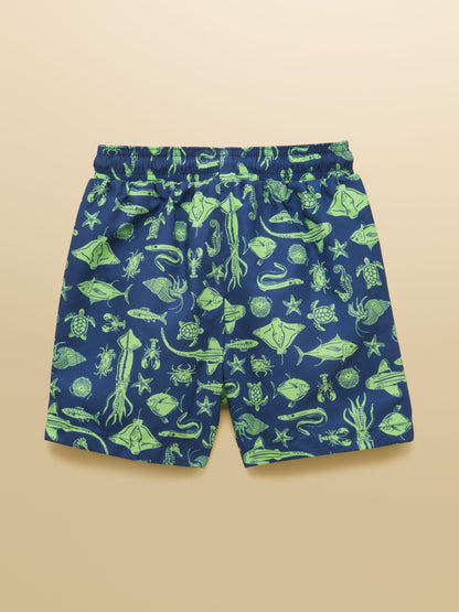 Joules Boys' Ocean Blue Printed Swim Shorts image 3