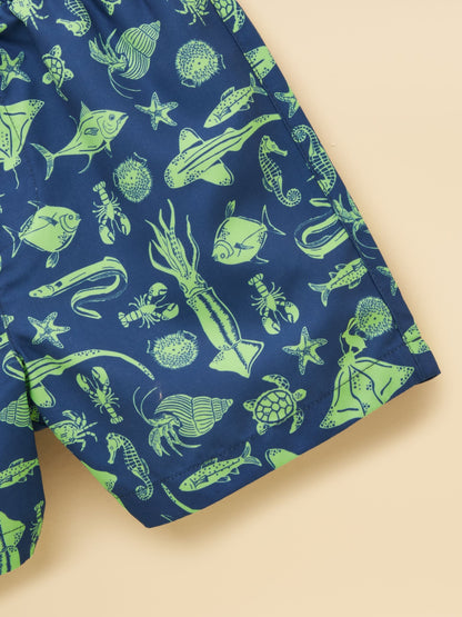 Joules Boys' Ocean Blue Printed Swim Shorts image 4