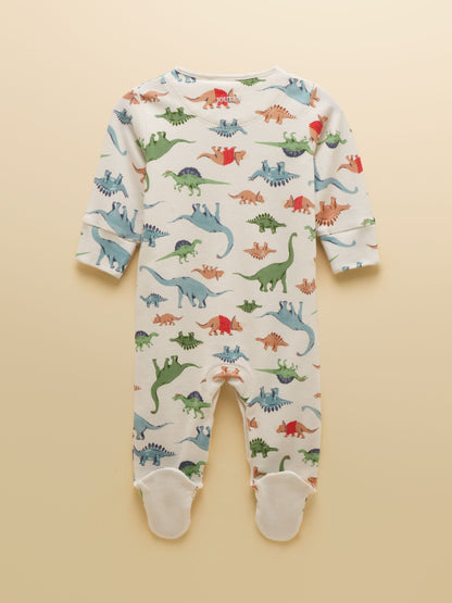 Joules Razamataz Cream Dino Cotton Babygrow image 2