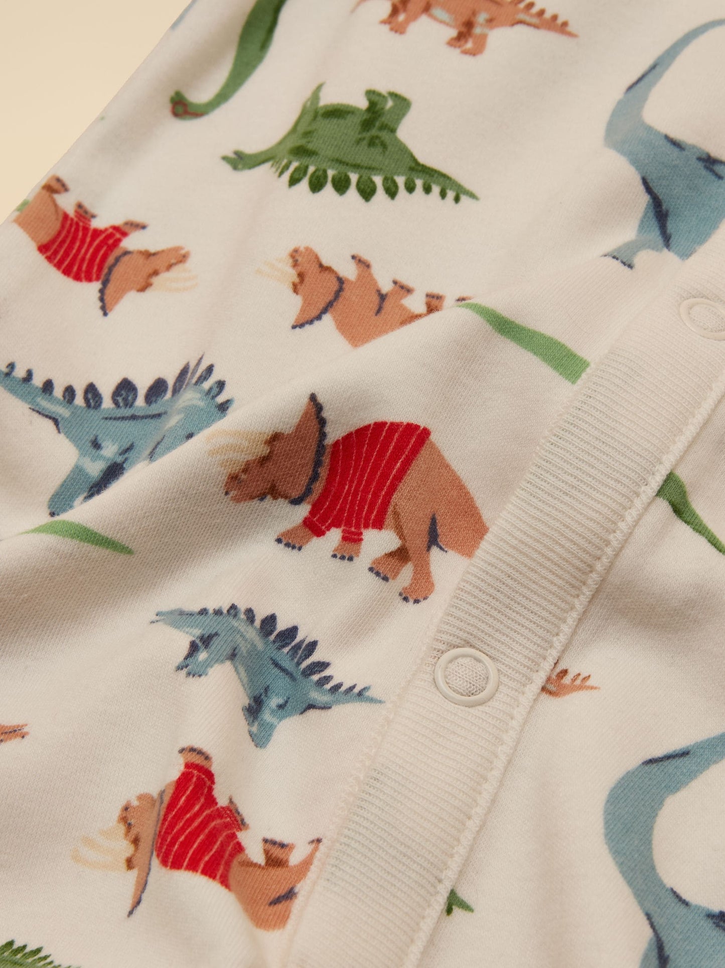 Joules Razamataz Cream Dino Cotton Babygrow image 3