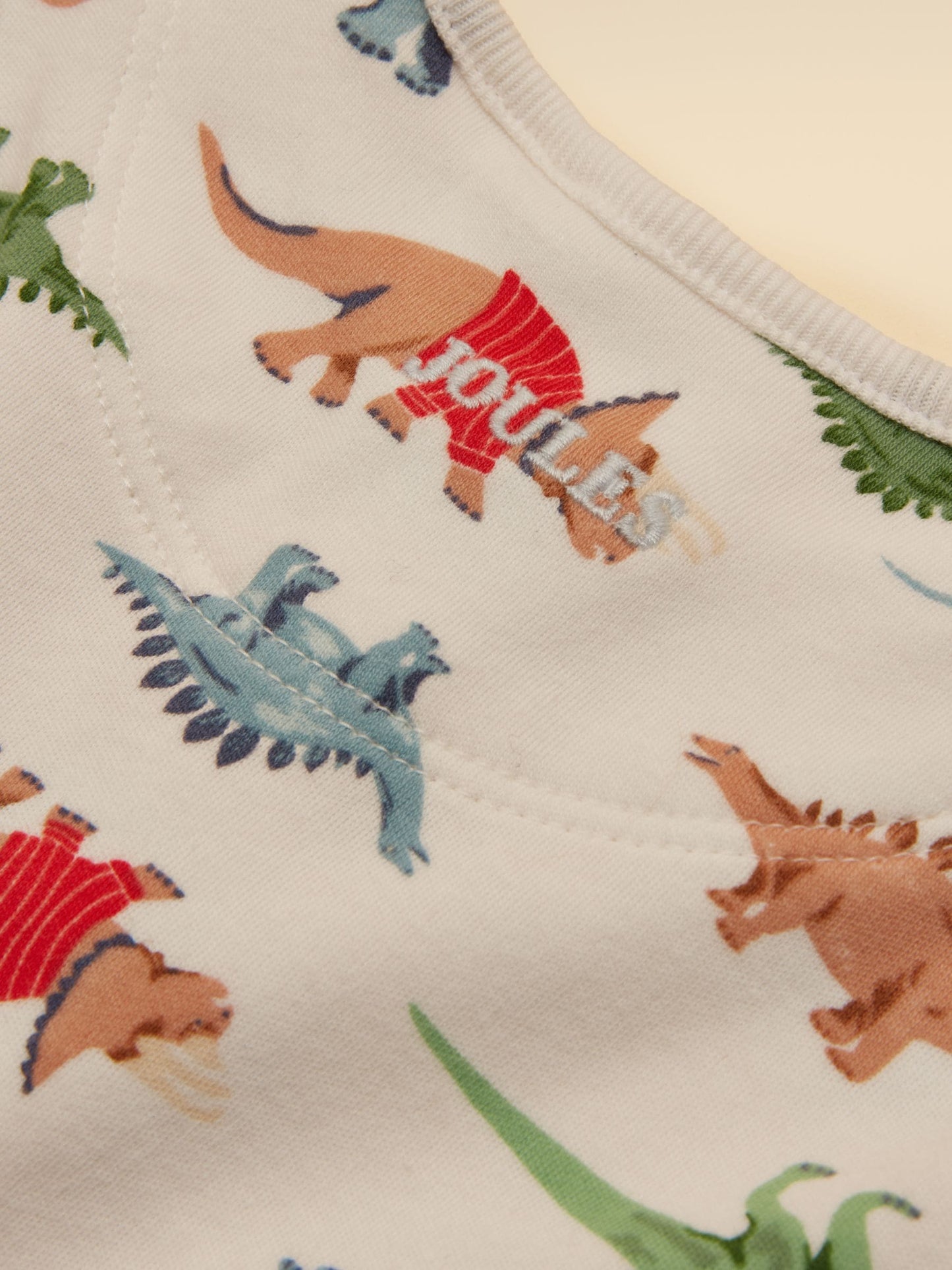 Joules Razamataz Cream Dino Cotton Babygrow image 5