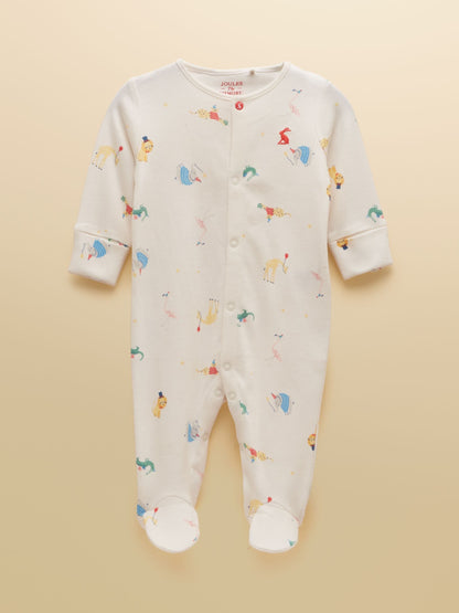 Joules Razamataz Cream Animals Cotton Babygrow image 1
