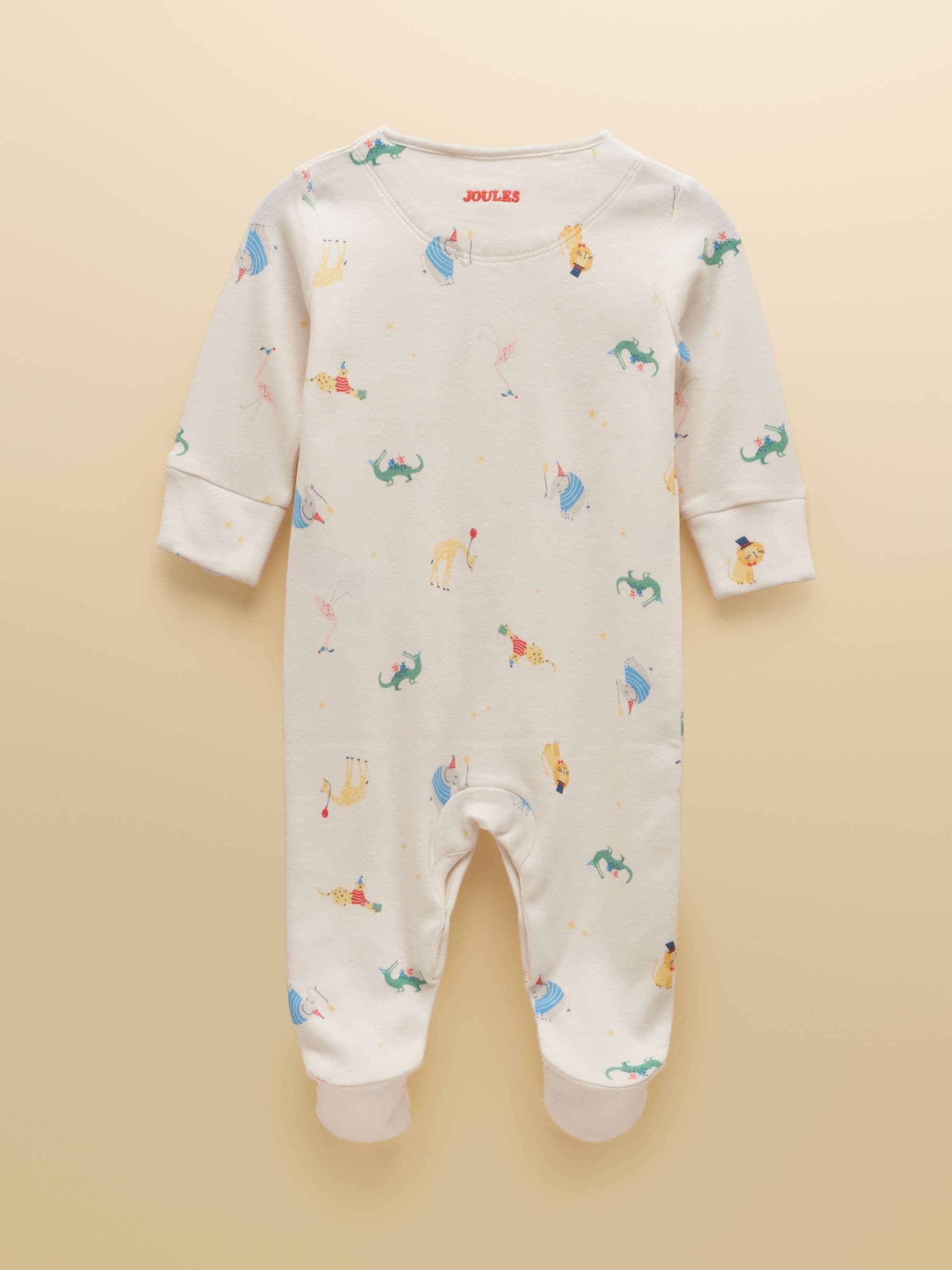 Joules Razamataz Cream Animals Cotton Babygrow image 2