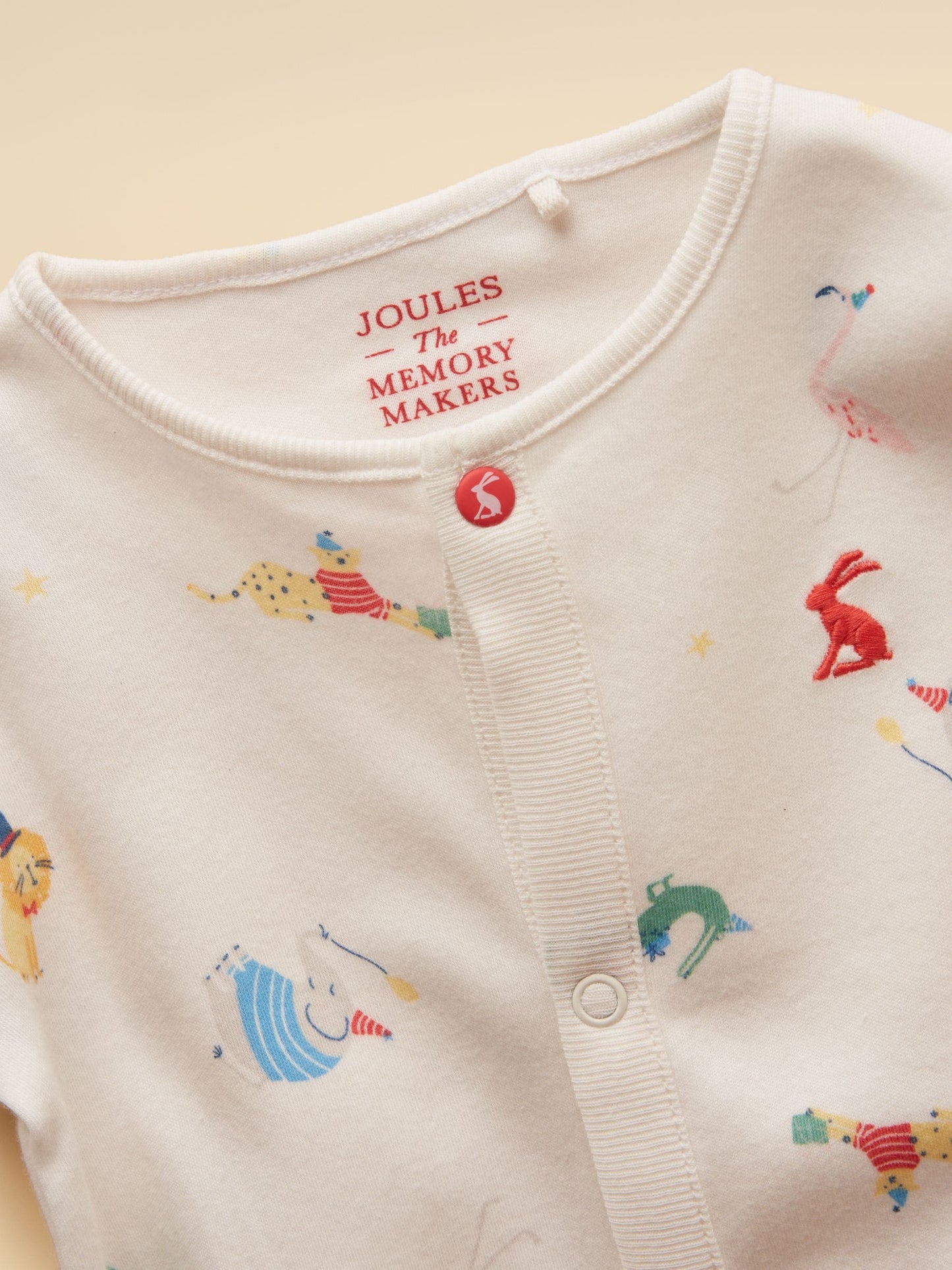 Joules Razamataz Cream Animals Cotton Babygrow image 3