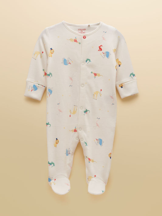 Joules Razamataz Cream Animals Cotton Babygrow image 1